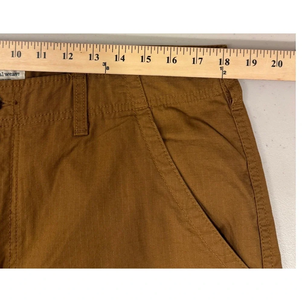 Mutual Weave Cargo Pants Men 36x32 Brown Relaxed Taper Ripstop Cotton UtilityNEW